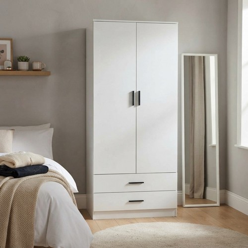 Kleiderschrank weiß holz - weiß,